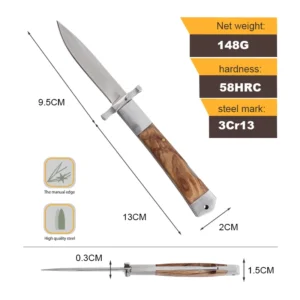 Customizable Damascus Stainless Steel Folding Pocket Knife Push Button Style Blade Wood Resin Handle Camping Outdoor Adventures product view 2