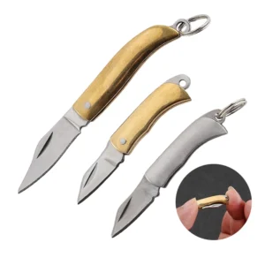 Ultra-Smallest Stainless Steel Folding Knife Brass Handle Multifunction Cutting Blade Mini DIY Pocket Use OEM Customized Support - product view 1