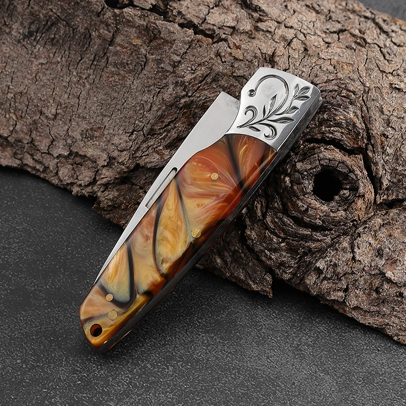 Wholesale Folding Resin Handle Stainless Steel Blade Knife Camping DIY Customization Supported Knife product view 4