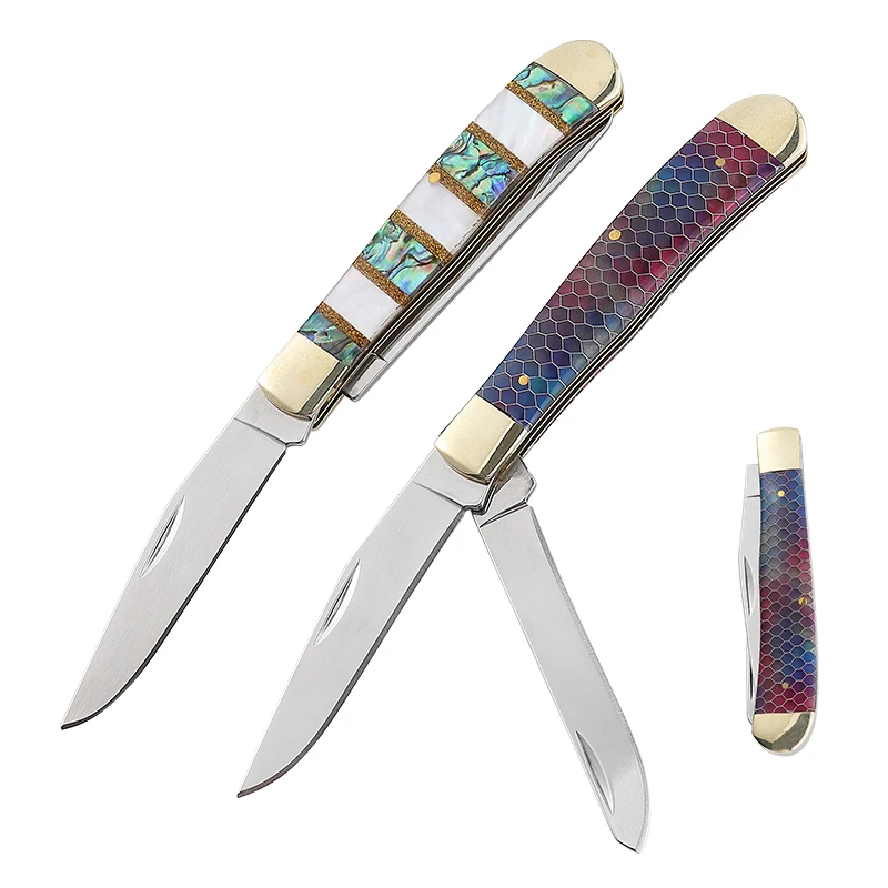 Hot Sale New Style Resin Handle Double Steel Pocket Folding Blade Knife Made in China Knives on Sale for Man Gife product view 1