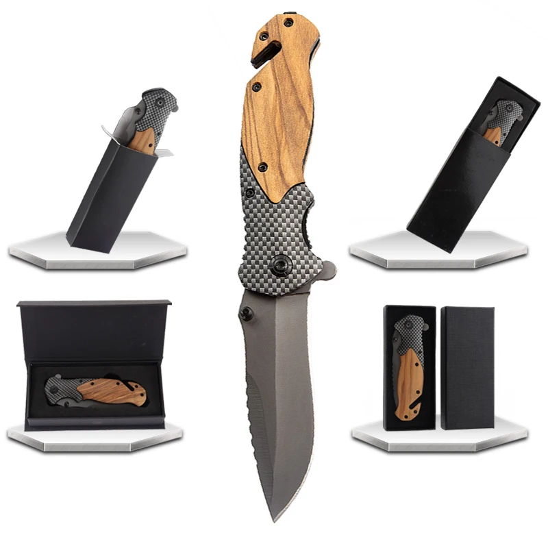 Best Selling Custom Carve X50 Olive Wood Handle Steel Blade Outdoor Camping EDC Folding Pocket Knife product view 3