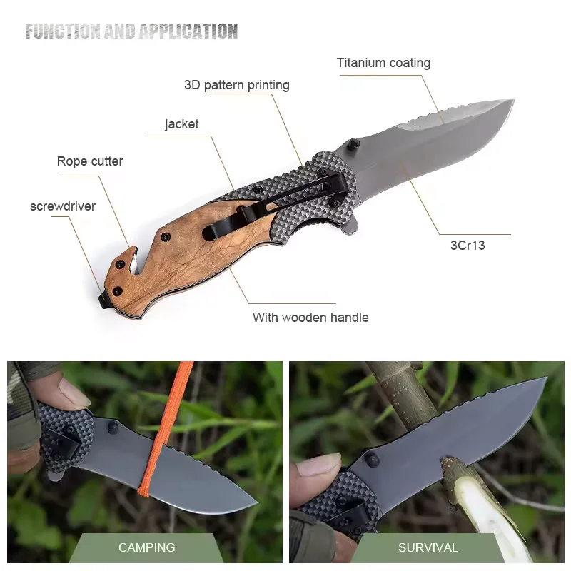 Best Selling Custom Carve X50 Olive Wood Handle Steel Blade Outdoor Camping EDC Folding Pocket Knife product view 4