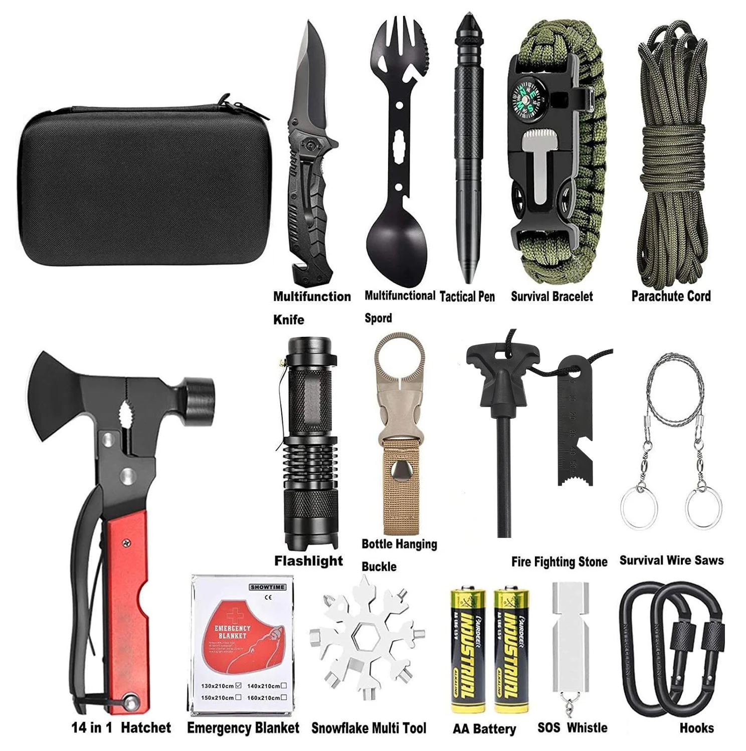 Kit Men Waterproof Emergency Tools EDC Gear Climbing Tours Hiking Comes Bag Great Gift Dad Husband product view 2