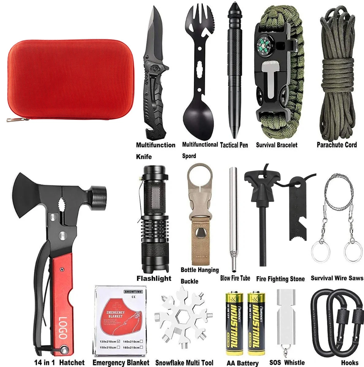Wholesale Gear Kit for Camping Hiking Fishing With Emergency Escape Axe Whistle Fire Starter Capacity product view 2