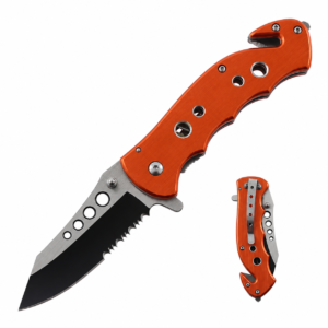 Sale Lightweight Customizable Camping Knife Orange Alumina Handle Folding Pocket Saw Rope Cutter Stainless Steel
