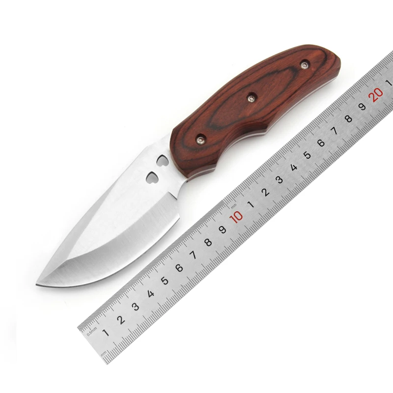 3Cr13 Stainless Steel Blade Knife Wood Handle Full Tang Fixed Blade Outdoor Camping Use Nylon for Sale product view 2