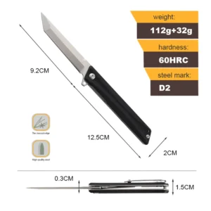 D2 Men EDC Camping Survival Industrial Hunting G10 Handle Folding Pocket Knife DIY Features OEM Customizable From China - product view 2
