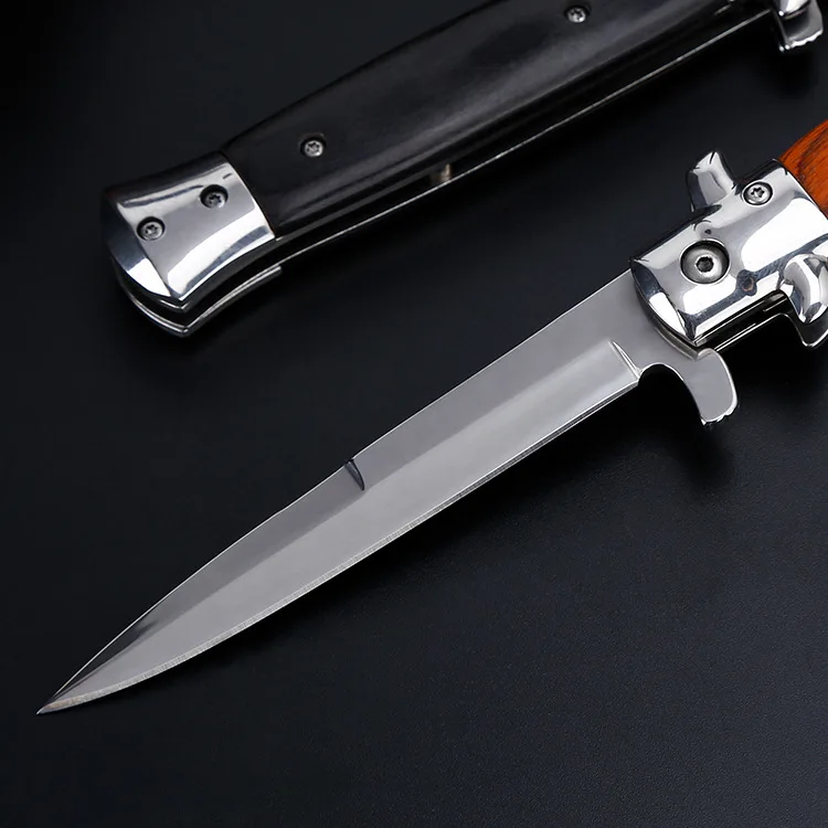 Outdoor Folding Single Edge Pocket Knife Stainless Steel Blade Color Wood Handle Field Camping Hiking Knife product view 2