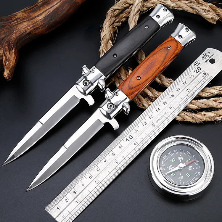 Outdoor Folding Single Edge Pocket Knife Stainless Steel Blade Color Wood Handle Field Camping Hiking Knife product view 4