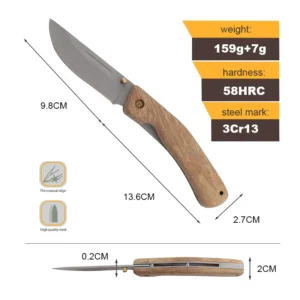 CE Certified High-quality Custom Wooden Handle 3Cr13 Steel Blade EDC Outdoor Folding Pocket Knife product view 2