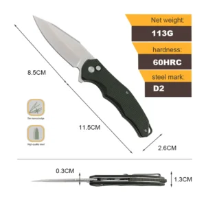 D2 Steel EDC Folding Pocket Knife with G10 Handle Moigh Carbon DIY Grade Micarta Camping Outdoor Use