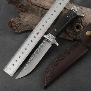 Wholesale Stainless Steel Fixed Pocket Knife Outdoor Camping Industrial Use Comes Leather Bag product view 2