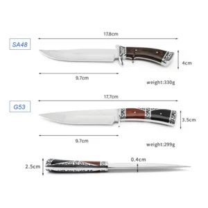Industrial Survival Knife With Satin High Carbon Fixed Blade Wood Handle Customizable for Outdoor DIY Camping Use OEM - product view 2
