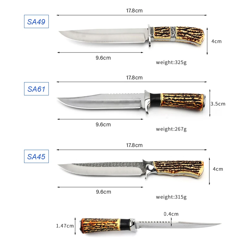 Customizable Knife Design Stainless Steel Blade Nylon Sheath Imitation Bone Plastic Handle product view 3