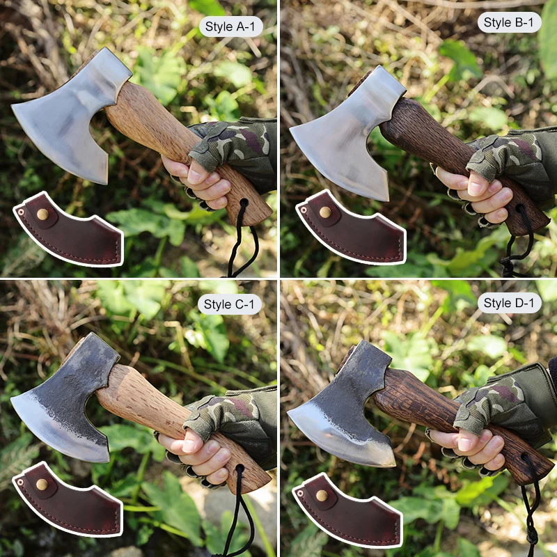 Viking Axe 45 High Carbon Steel Outdoor Handmade Damascus Steel Hatchet for Hunting Hand Camping Pizza Cutting Kitchen Knife Use - product view 3