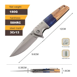 Customizable EDC Folding Pocket Knife Titanium Coating Ebony Wood Handle Wholesale DIY Grade Industrial product view 2