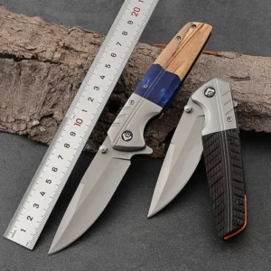 Customizable EDC Folding Pocket Knife Titanium Coating Ebony Wood Handle Wholesale DIY Grade Industrial product view 3