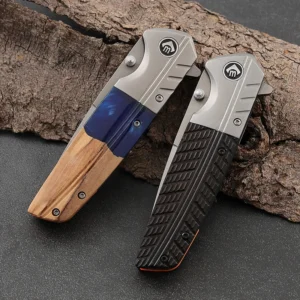Customizable EDC Folding Pocket Knife Titanium Coating Ebony Wood Handle Wholesale DIY Grade Industrial product view 4