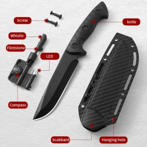 Portable Stainless Steel Straight Knife Hiking Adventure Wilderness Survival Rescue Customizable OEM Support ABS - product view 3