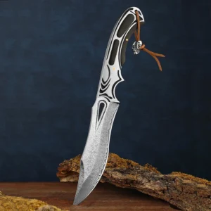 Forged Damascus Straight Knife Outdoor Fixed Lame Wooden Customizable Steel product view 2