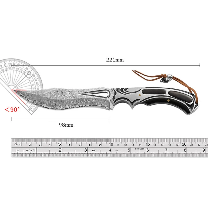 Forged Damascus Straight Knife Outdoor Fixed Blade Wooden Customizable Steel product view 3