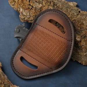 Customizable Carved Leather Sheath Small Folding Bıçaks Outdoor Belt Bag Cowhide Knife Cover Storage