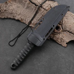 3.90" Black Oxided Straight Back Hoja Plastic Handle Black Molded Sheath Fixed Hoja Neck Knife with Neck Chain product view 3
