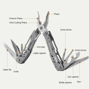 12 in 1 Multifunctional Pliers Stainless Steel Titanium Coated Multi Tool Wrench Bottle Opener Screwdriver Saw Knife