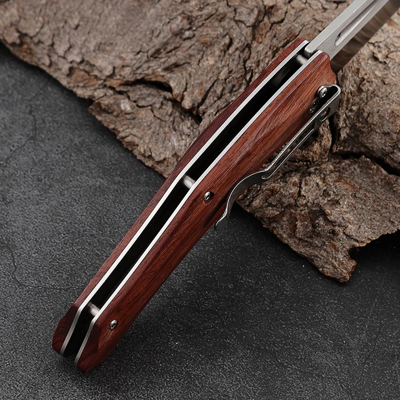 OEM Customized Wholesale sharp Steel Blade Wooden Handle Outdoor Folding Pocket Knife Multifunctional Camping Survival EDC Knife - product view 4