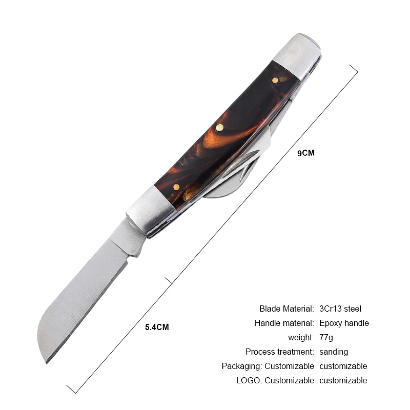 4 Blade Pocket Knife Traditional Mirror Dual-Use 3cr13 Outdoor Camping Industrial Cutting Available product view 2