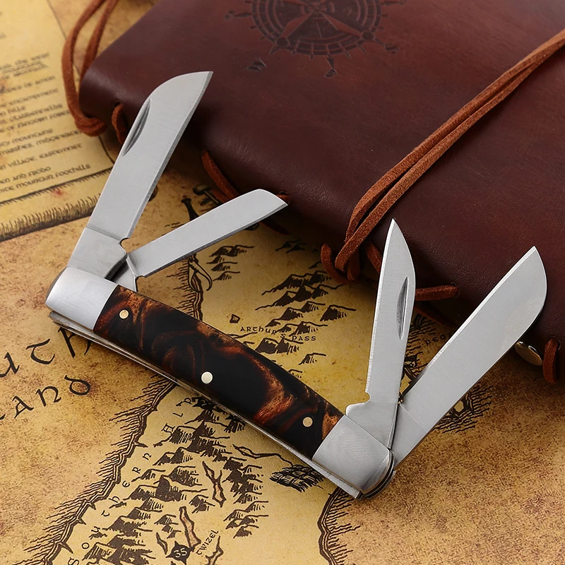 4 Blade Pocket Knife Traditional Mirror Dual-Use 3cr13 Outdoor Camping Industrial Cutting Available product view 4