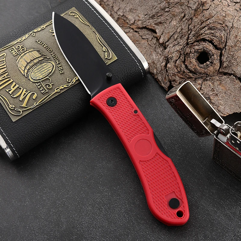 Factory Red Nylon Fiber Handle Pocket Knife 3cr13 Lacking Back Camping Folding Knife Outdoor Light Weight CNC Blade product view 3