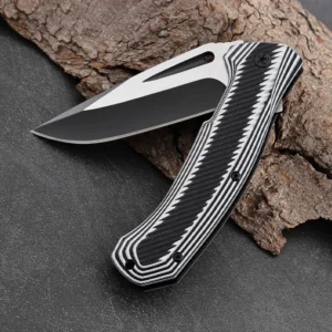 Customizing zebra G10 Handle Pocket Knife 3cr13 Blade Camping Folding Knife Outdoor Hiking Mixed Black Silver CNC Blade product view 3