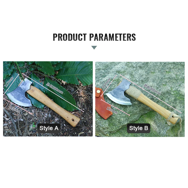 otf-1601386028003-2 Outdoor Axe High Hardness Wood Working Tool Durable Viking Steel Axe Head Custom Wholesale DIY Grade Hatchet Wood Handle - product view 2
