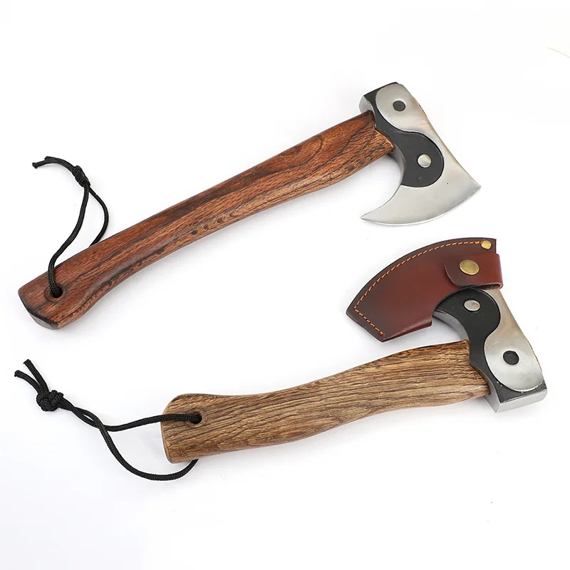 otf-1601386817522-2 Solid Wood Handle 65 Manganese Steel Axe Head Composite Axe with Sheath for Outdoor Survival Camping Cutting - product view 2