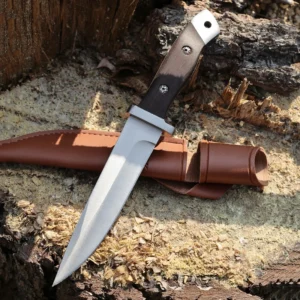 Stainless Steel Knife for with Paka Wood Handle Thick Blade Fixed Blade Knife with Sheath