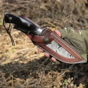 High Hardness Damascus Steel VG10 Portable Outdoor Straight Knife for EDC Camping Fishing Wooden Handle product view 4