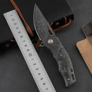 7 Inches Foldable Pocket Knife with VG10 Damascus Steel Drop Point Blade Stable Wood Handle for Outdoor Camping