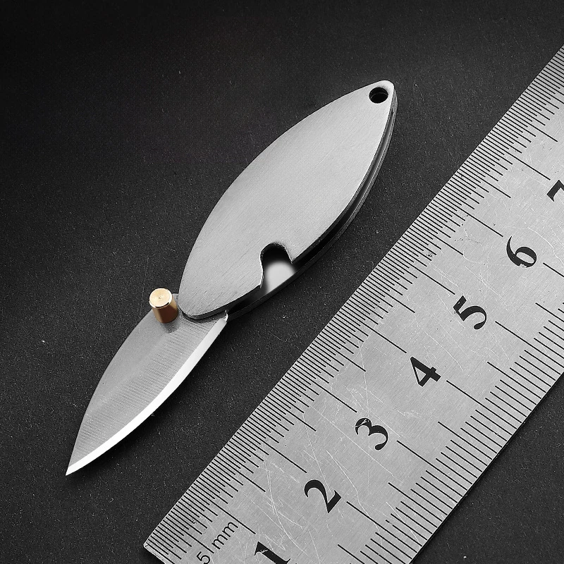 Mini Keychain Pocket Knife Stainless Steel Light Weight Small Folding Knife Outdoor EDC Box Cutter Laser Engraved DIY product view 2