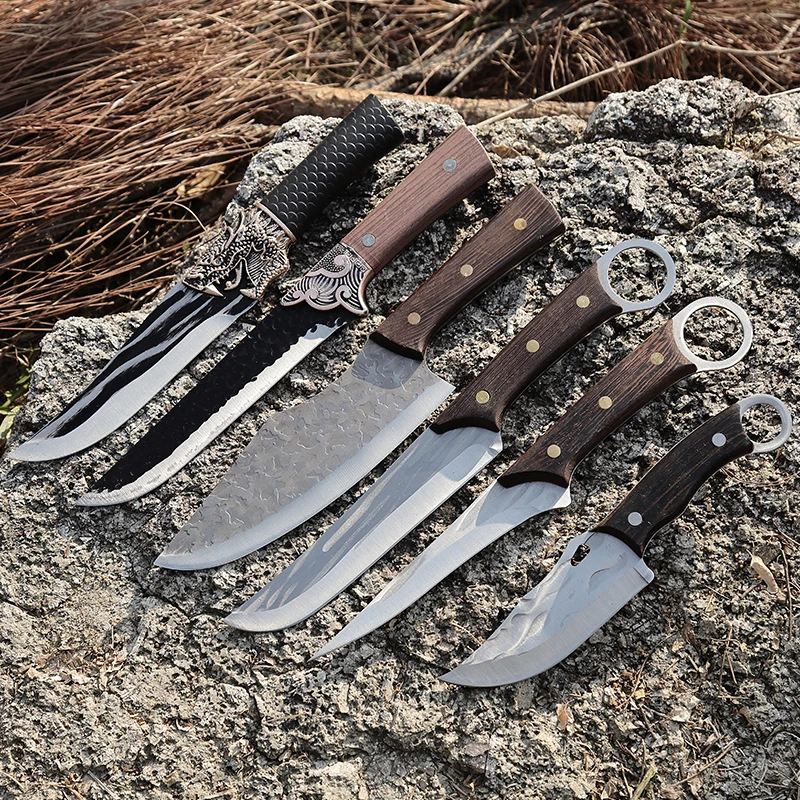 Wooden Handle Kitchen Knife Bucher Meat Cutting Knife BBQ Slicer Skin Filleting Outdoor Cooking Straight Knife Wholesale - product view 3