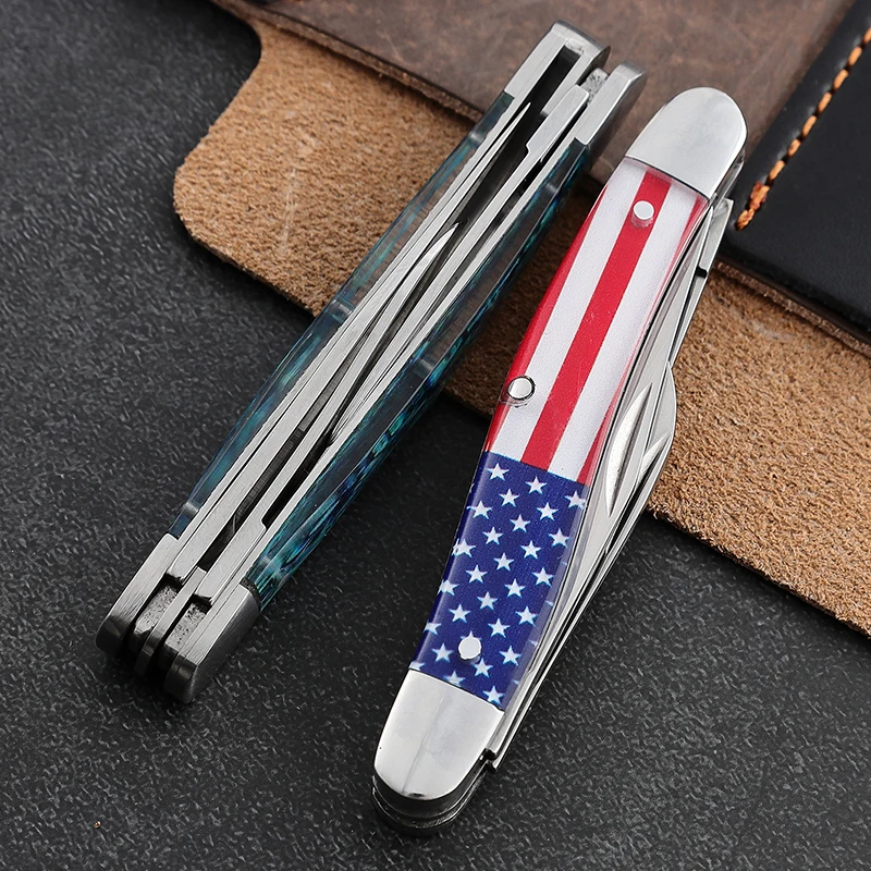 Custom Cilp Point Drop Point Folding Knives New Arrival Vintage 2 Blade Pocket Knife 3-Blade Folding Knife product view 4
