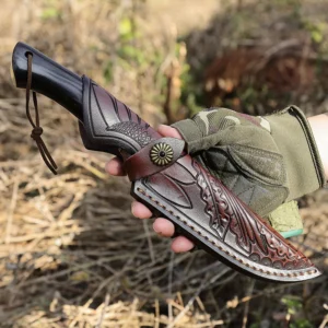 Full Tang Knives Fixed Lâmina Damascus Steel Sharp Bushcraft Knife With Leather Case product view 3