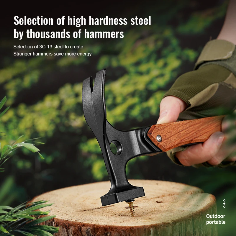 14 in 1 Multi Function Hammer Outdoor Camping Hammer Wood Handle Tool with Nylon Bag product view 3