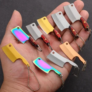 Custom Mini Kitchen Knife Pendant Necklace with Portable Small Blade Supported Wood Handle and Steel Blade for DIY