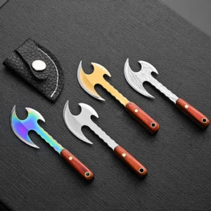 Portable Keychain Axe Knife Pocket Creative Mini Hatchet Knife Stainless Steel EDC Fixed Blade Steel Handle Small Knives product view 2