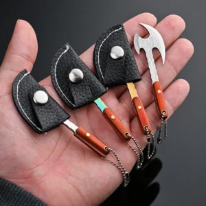 Portable Keychain Axe Knife Pocket Creative Mini Hatchet Knife Stainless Steel EDC Fixed Blade Steel Handle Small Knives product view 3