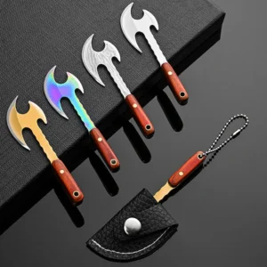 Portable Keychain Axe Knife Pocket Creative Mini Hatchet Knife Stainless Steel EDC Fixed Blade Steel Handle Small Knives product view 4