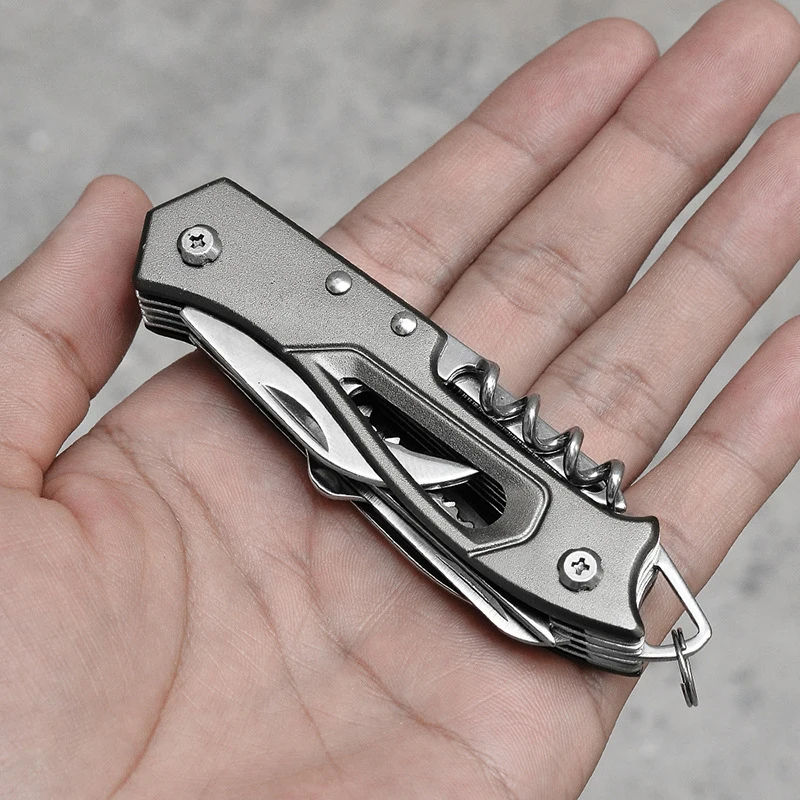 Stainless Steel Folding Knife Aluminum Handle Multi Tools Men Survival Camping Pocket Knife Keyring Gift Instructions - product view 3