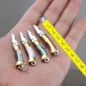 Mini Pocket Brass Shell Handle Folding Keychain Knife with Stainless Steel Utility Blade Customizable Promotional Gift