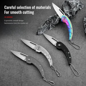 Customizable Small Size Pocket Knife Full Stainless Steel DIY Laser Engraved Folding Blade EDC Keychain Knife Wholesale